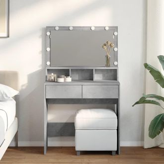 Berkfield Home Dressing Table with LED Concrete Grey 80x41x134.5 cm