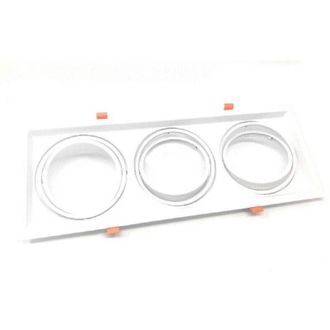 Trade Shop Trade Shop Traesio - Trade Shop - Portafaretti Incasso Triplo Per Faretto Ar111 Rettangolare Orientabile P-ar111-3 - Blanco