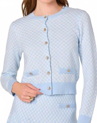 Astr Marian Cardigan In Blue Plaid