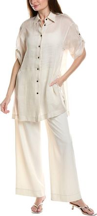 Lafayette 148 New York Tab Sleeve Side Slit Shirt