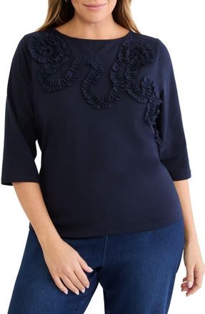 Nic+Zoe Mesh Appliqu&eacute; Top in Dark Indigo at Nordstrom, Size 3 X