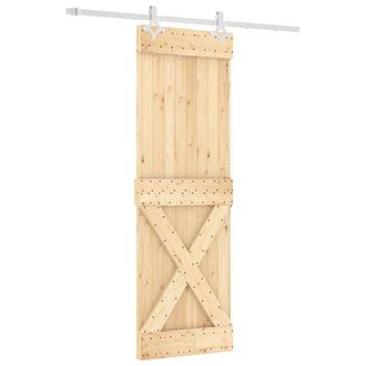 Berkfield Home Sliding Door with Hardware Set 70x210 cm Solid Wood Pine in Brown