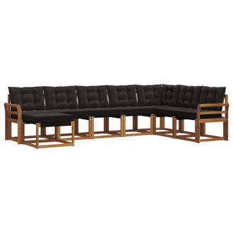 vidaXL Conjunto De Sof&aacute;s De Exterior Con Coj&iacute;n 8 Pcs Natural Y Negro Vidaxl