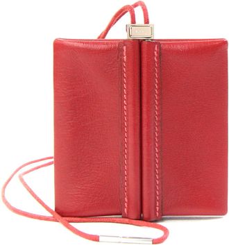 Herm&egrave;s Red Color Leather Coin Purse/Coin Case (Pre-Owned)