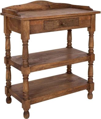Wanderlust Deco Recibidor De Madera Artesanal Marr&oacute;n 80x40x90h Cm