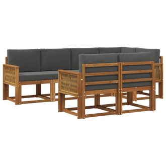 vidaXL Conjunto De Sof&aacute;s De Exterior 7 Pcs Natural Y Antracita Vidaxl