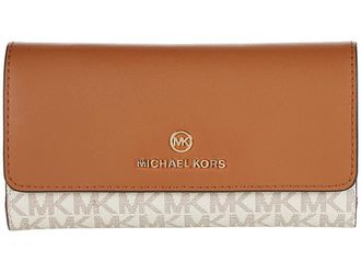 Michael Kors Jet Set Charm Large Trifold Wallet Womens Handbags Vanilla/Acorn, Leather