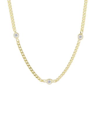 Glaze Jewelry 14K Over Silver Cz Curb Chain Necklace