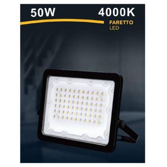 Trade Shop Trade Shop Traesio - Trade Shop - Faro Led 50 W Faretto Ultra Slim Nero Esterno Luce Naturale Calda Fredda Fs50w-n