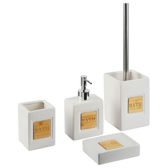Beliani Beliani - Conjunto De Accesorios De Ba&ntilde;o De Dolomita Beige Dispensador Jabonera Escobilla Recipiente Minimalista Kourou