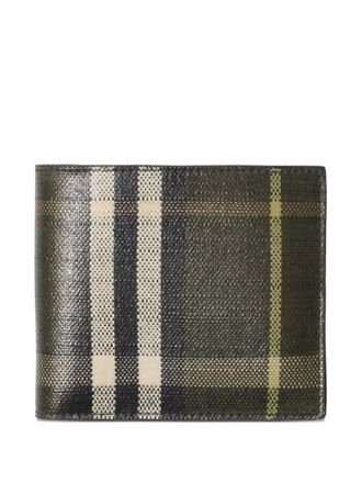 Burberry Check bifold wallet - men - Cotton/Viscose/Linen/Flax/Calf Leather/Cotton/Polyurethane - One Size - Green