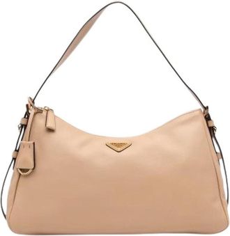 Prada Pre-owned Aim&eacute;e Schoudertas - Dames - Vintage Schoudertas - Beige - ONE Size - Leer - Vintage