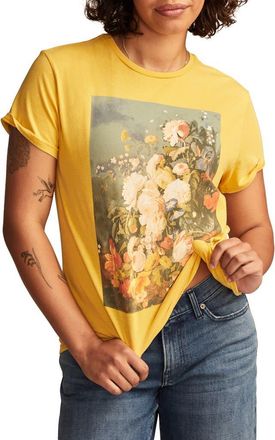 Lucky Brand Still Life Floral Cotton Graphic T-Shirt in Spicy Mustard at Nordstrom, Size Medium