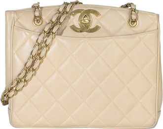 Chanel Beige Leather CC Shoulder Tote (Authentic Pre-Loved)