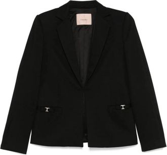 Twinset Elegante Zwarte Milano Blazer - Dames - Blazers - Zwart - M - Nylon - Jassen