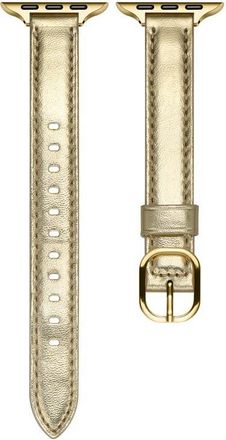 Posh Tech Carmen Skinny Metallic Leather Apple Watch Watchband in Gold at Nordstrom