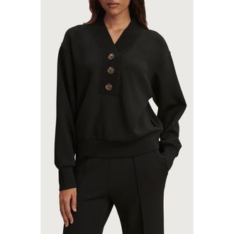 Varley Lucine Half Placket Sweatshirt in Black at Nordstrom, Size X-Small
