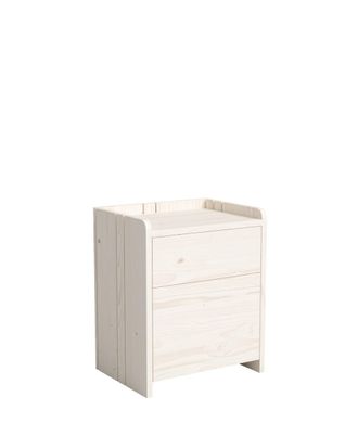 Hannun Mesita de noche de abeto macizo con un caj&oacute;n en blanco