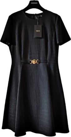 Versace Black Virgin Wool Medusa Dress Size L