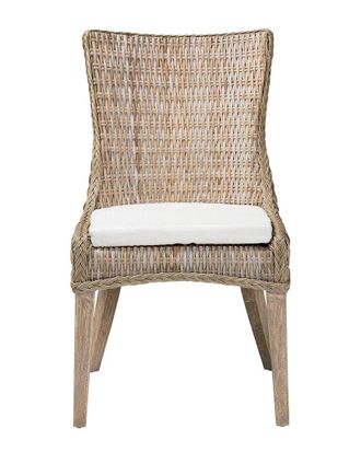 Baxton Studio Derris Natural Rattan Dining Chair with Cushion