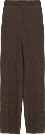 Max Mara Pantaloni in lino a vita alta - Marrone