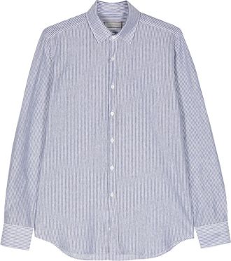 Canali striped cotton linen shirt - men - Cotton/Linen/Flax - S - Blue