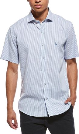 Tailorbyrd Tailorbyrd Yarn Dyed Stripe Linen-Blend Shirt