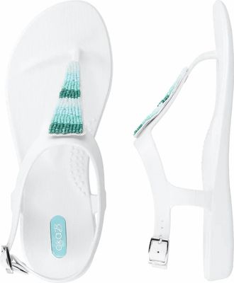 Oka-B Womens Beaded T-Strap Sandal In Sea Glass