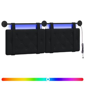 vidaXL Cabecero Colgante Con Luz Led Negro Terciopelo Vidaxl