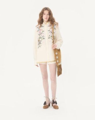 Valentino Camicia In Lino Ricamata Donna AVORIO 36