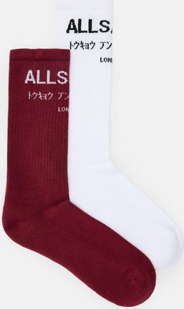 AllSaints Cotton Underground Logo Socks 2 Pack, Size: S/M