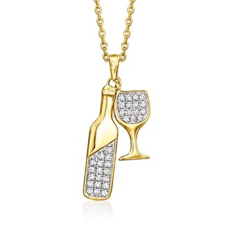 Ross-Simons Diamond Wine Bottle Necklace in 18kt Gold Over Sterling