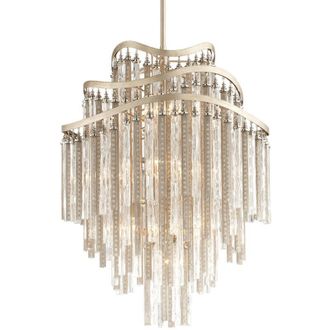 Hudson Valley Lighting Chimera L&aacute;mpara De Ara&ntilde;a 10 Luces Hoja De Plata, Vidrio