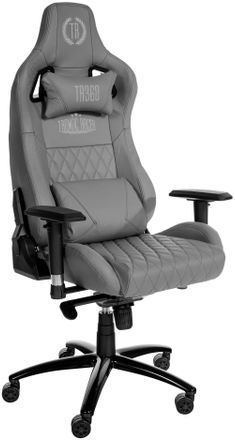 Clp Silla de oficina giratoria regulable en cuero aut&eacute;ntico gris