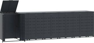 vidaXL Vidaxl - Cobertizo Para 6 Cubos De Basura Acero Antracita 414x79x117 Cm