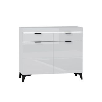 Petits Meubles Aparador 2 puertas 2 cajones con LED estratificado Blanco