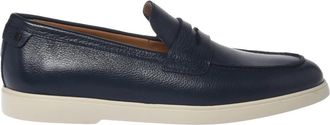 Baldinini Blauwe loafer van getrommeld leer - Heren - Loafers - Blauw - 42 1/2 EU - Leer - Schoenen
