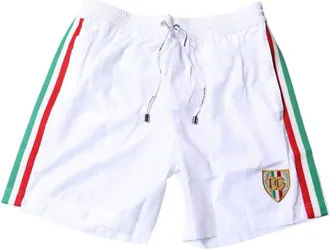 Dolce & Gabbana Beachwear, male, White, Size: M Striped Beachwear Shorts 2 Pc