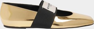 Givenchy Square Label Metallic Leather Ballerina Flats