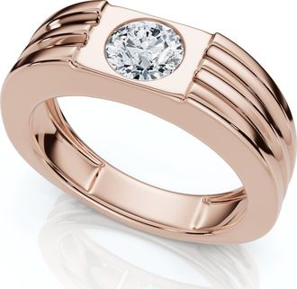 Pompeii3 Mens 1/2Ct Round Bezel Diamond Solitaire Ring 14k Gold or Platinum Lab Grown