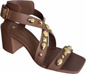 Carrano Womens Studded Ankle Strap Heel Sandal In Brown