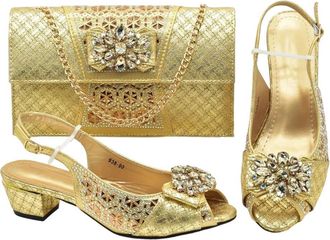 Generic Italian Shoes And Bag Sets For Evening Party With Stones Rhinestoness Shoe And Bag Set For Party Pumps