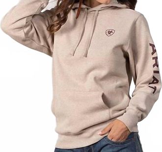Ariat Ribbed Cuffs And Hem Hoodie In Oatmeal Heather