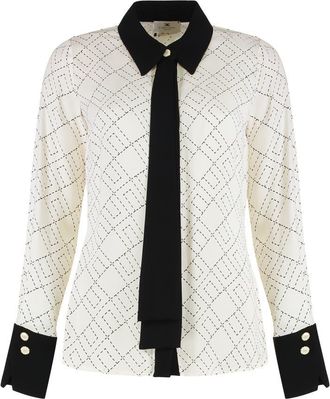 Elisabetta Franchi Shirt In Georgette With Bi-Color Print