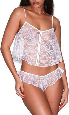 Fleur du Mal Flutter Sheer Lace Crop Camisole in Ivory at Nordstrom, Size X-Small