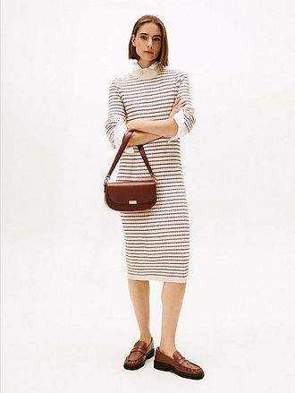 Tommy Hilfiger Vestido midi de punto trenzado con cachemira