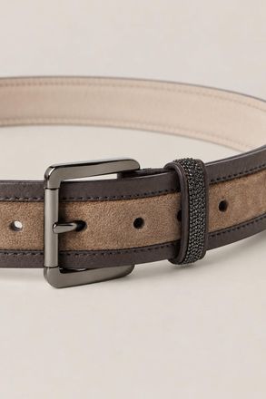 Brunello Cucinelli Leather and Suede Belt - Brown