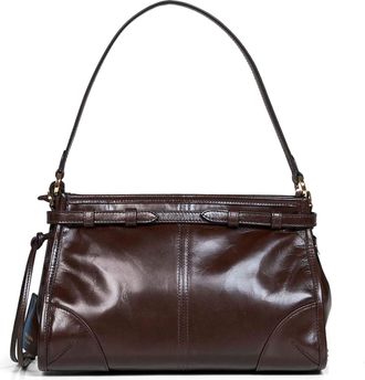 Prada Womens Handbag Bonnie Dark Brown Calf Leather Handbags Hand Bags