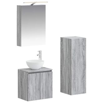 vidaXL Juego De Muebles De Ba&ntilde;o 4 Pcs Sonoma Gris Vidaxl