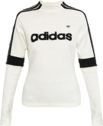 adidas logo-detail long-sleeve T-shirt - women - Recycled Polyester - S - White
